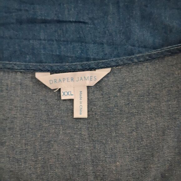 Draper James Denim V-Neck Puff‎ Short Sleeve Cotton Blouse XXL - Picture 11 of 11